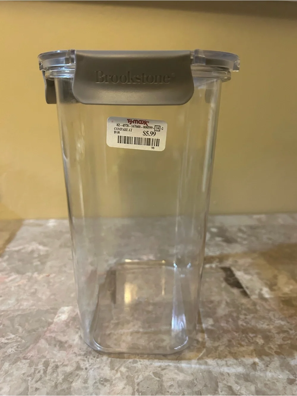 Clear Plastic Food Storage Container with Gray Lid